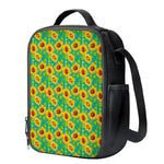 Teal Watercolor Sunflower Pattern Print Crossbody Lunch Bag