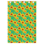 Teal Watercolor Sunflower Pattern Print Curtain