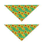 Teal Watercolor Sunflower Pattern Print Dog Bandana