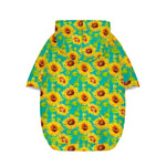 Teal Watercolor Sunflower Pattern Print Dog Zip Up Hoodie