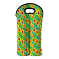 Teal Watercolor Sunflower Pattern Print Double Neoprene Wine Tote