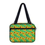Teal Watercolor Sunflower Pattern Print Double Strap Bible Bag