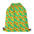 Teal Watercolor Sunflower Pattern Print Drawstring Bag