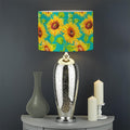 Teal Watercolor Sunflower Pattern Print Drum Lamp Shade