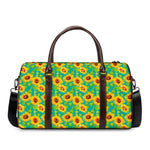 Teal Watercolor Sunflower Pattern Print Duffle Bag