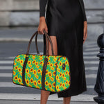 Teal Watercolor Sunflower Pattern Print Duffle Bag