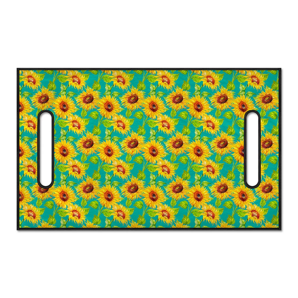 Teal Watercolor Sunflower Pattern Print Golf Cart Seat Cover