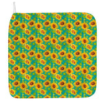 Teal Watercolor Sunflower Pattern Print Hand Towel