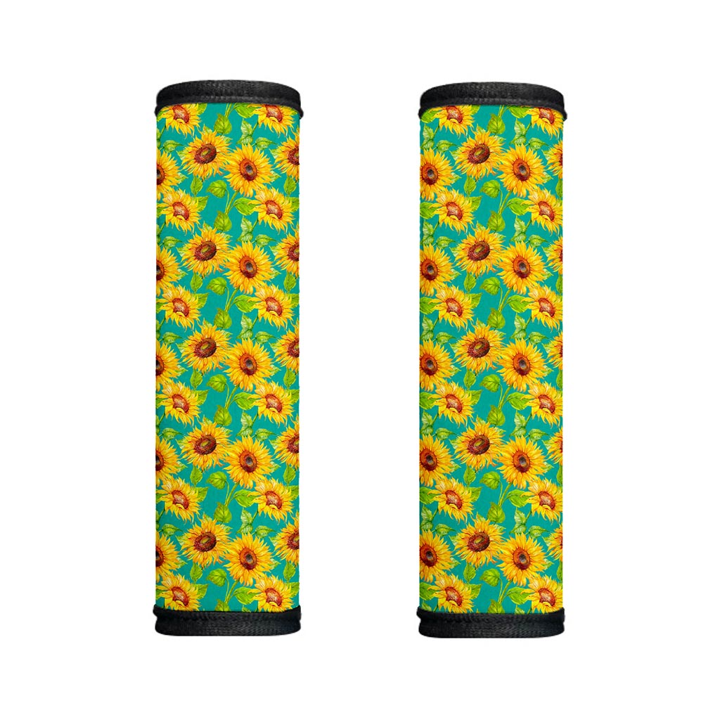 Teal Watercolor Sunflower Pattern Print Handle Covers