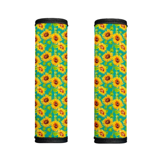 Teal Watercolor Sunflower Pattern Print Handle Covers
