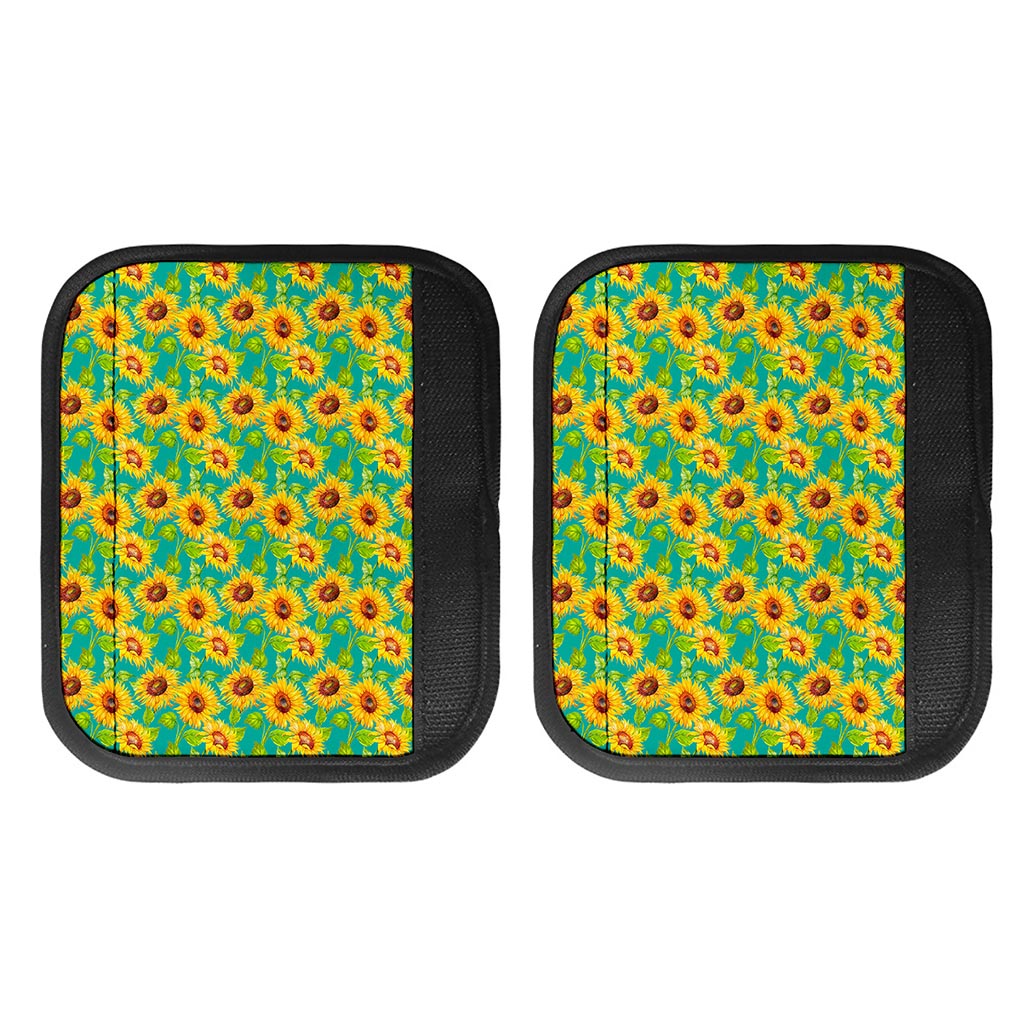 Teal Watercolor Sunflower Pattern Print Handle Covers