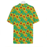 Teal Watercolor Sunflower Pattern Print Hawaiian Shirt