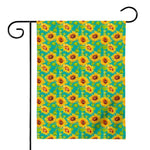 Teal Watercolor Sunflower Pattern Print House Flag