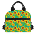 Teal Watercolor Sunflower Pattern Print Insulated Lunch Bag