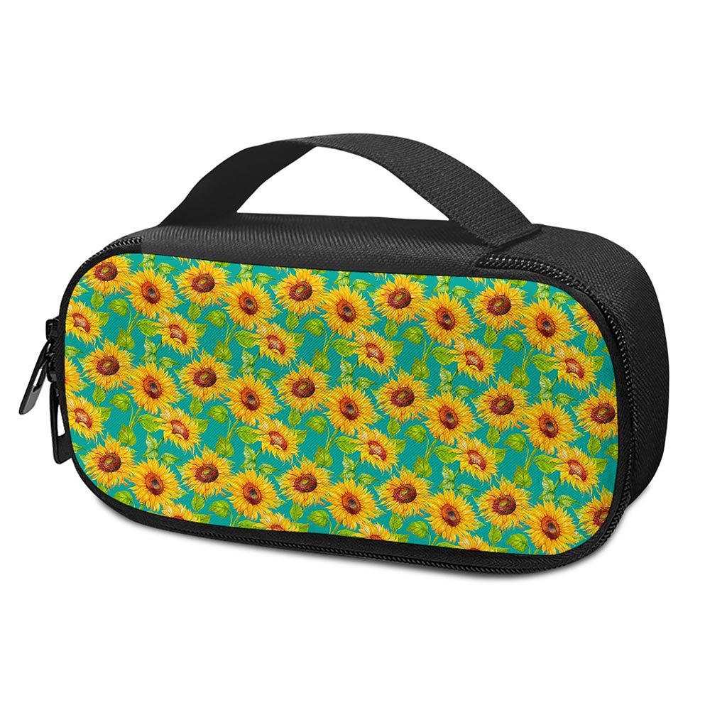 Teal Watercolor Sunflower Pattern Print Insulin Cooler Travel Case