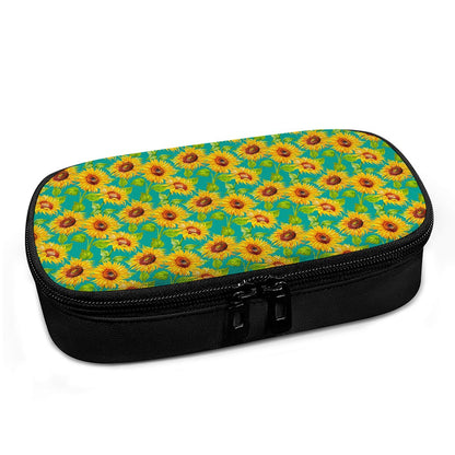 Teal Watercolor Sunflower Pattern Print Insulin Cooler Travel Case