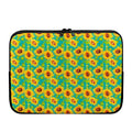 Teal Watercolor Sunflower Pattern Print Laptop Sleeve