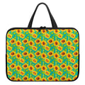Teal Watercolor Sunflower Pattern Print Laptop Sleeve With Handle