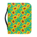 Teal Watercolor Sunflower Pattern Print Leather Bible Cover