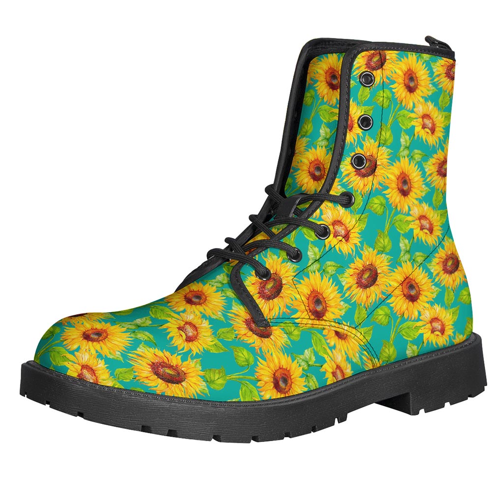 Teal Watercolor Sunflower Pattern Print Backpack