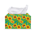 Teal Watercolor Sunflower Pattern Print Leather Tissue Box Cover