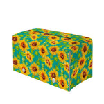 Teal Watercolor Sunflower Pattern Print Leather Tissue Box Cover