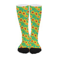 Teal Watercolor Sunflower Pattern Print Long Socks