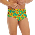 Teal Watercolor Sunflower Pattern Print Men's Briefs