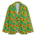 Teal Watercolor Sunflower Pattern Print Men's Cotton Blazer