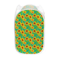 Teal Watercolor Sunflower Pattern Print Mesh Laundry Hamper