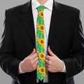 Teal Watercolor Sunflower Pattern Print Necktie