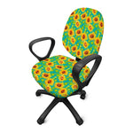 Teal Watercolor Sunflower Pattern Print Office Chair Cover