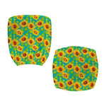 Teal Watercolor Sunflower Pattern Print Office Chair Cover