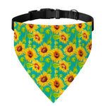 Teal Watercolor Sunflower Pattern Print Over The Collar Dog Bandana