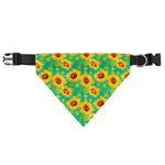 Teal Watercolor Sunflower Pattern Print Over The Collar Dog Bandana