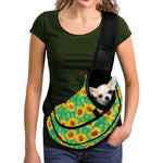 Teal Watercolor Sunflower Pattern Print Pet Sling Carrier