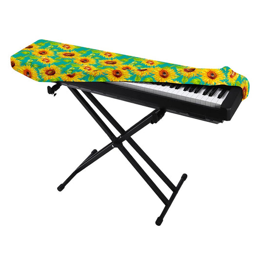 Teal Watercolor Sunflower Pattern Print Piano Keyboard Cover