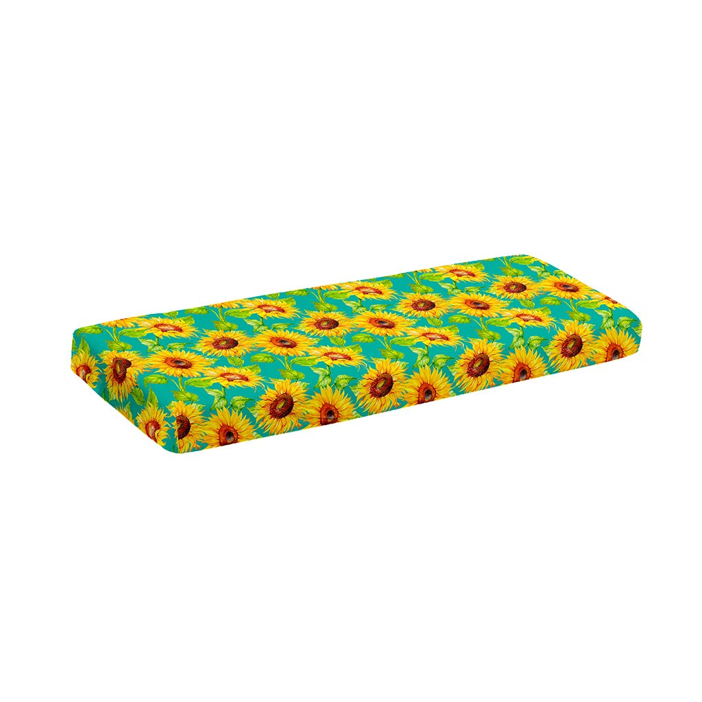 Teal Watercolor Sunflower Pattern Print Piano Keyboard Cover