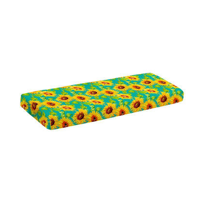 Teal Watercolor Sunflower Pattern Print Piano Keyboard Cover