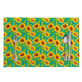 Teal Watercolor Sunflower Pattern Print Placemat