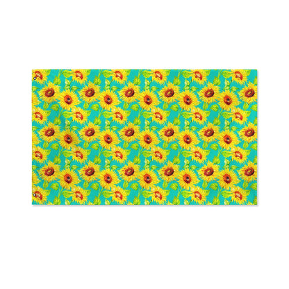 Teal Watercolor Sunflower Pattern Print Polyester Flag