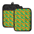 Teal Watercolor Sunflower Pattern Print Pot Holders With Pocket