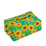Teal Watercolor Sunflower Pattern Print Rectangle Tissue Box Cover