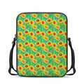 Teal Watercolor Sunflower Pattern Print Rectangular Crossbody Bag