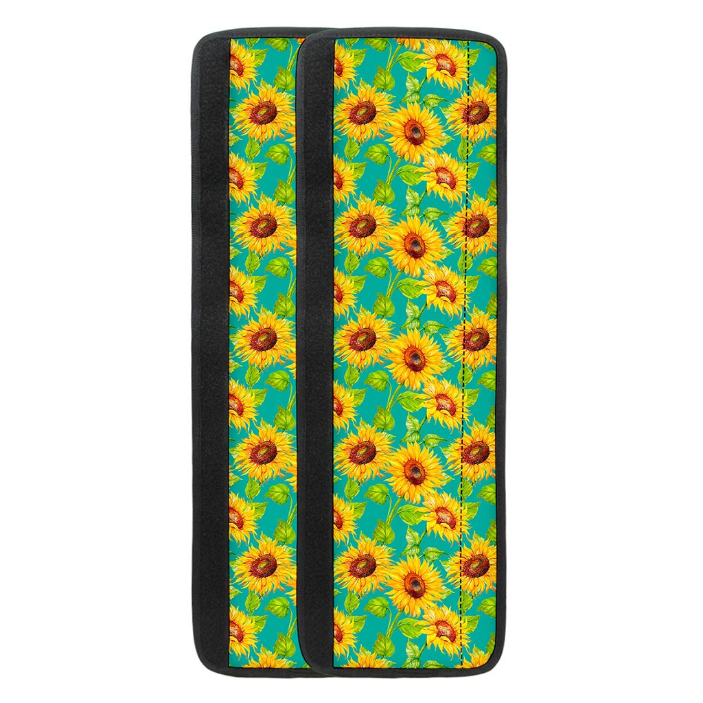 Teal Watercolor Sunflower Pattern Print Refrigerator Handle Covers