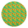 Teal Watercolor Sunflower Pattern Print Round Blanket