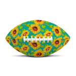 Teal Watercolor Sunflower Pattern Print Rugby Ball