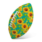 Teal Watercolor Sunflower Pattern Print Rugby Ball