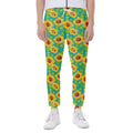 Teal Watercolor Sunflower Pattern Print Joggers