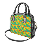 Teal Watercolor Sunflower Pattern Print Shoulder Handbag